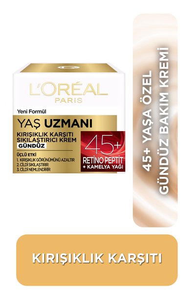 L'Oreal Paris Yaş Uzmanı 45+ Retino Peptit İçeren Kırışıklık Karşıtı Sıkılaştırıcı Gündüz Kremi 50 ml