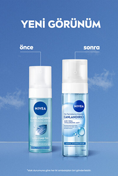 NIVEA Canlandırıcı Yüz Temizleme Köpüğü 150ml, Karma Normal Cilt, Aloe Vera, Hyaluronik Asit, Ferahlatıcı