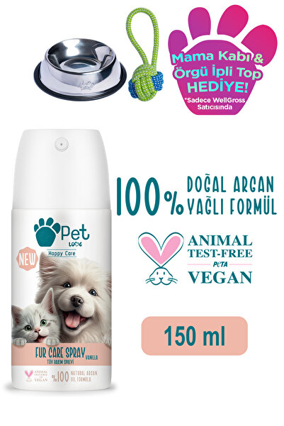 Pet Love Kediler Ve Köpekler Için Tüy Bakım Spreyi Vanilya 150 ml 100% Doğal ...