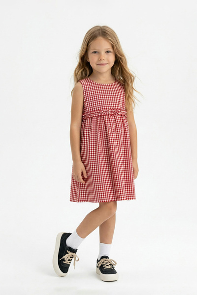 TRENDYOLKIDS Crvena Karirano / Karirano komad djevojačke kratke / mini Prugas...