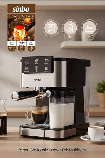 Sinbo Scm 2995 -Kapsül Kahve Aparatlı Inox Espresso Makinesi
