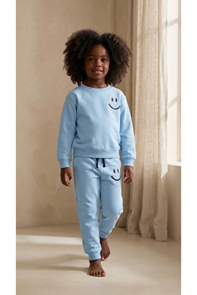 Katia&Bony Μπλε Παιδικό Σετ Πιτζάμες με Χαμογελαστό Πρόσωπο