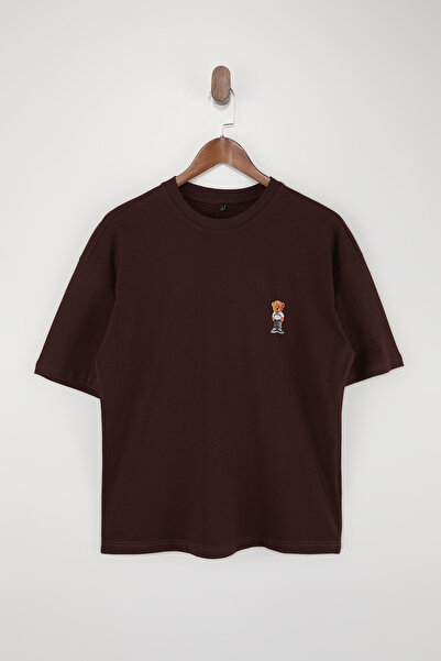 Trendyol Collection Σκούρο καφέ Unisex oversized / Φαρδιά γραμμή Teddy Bear μ...