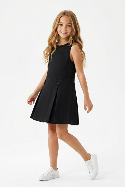 TRENDYOLKIDS Schwarzes kurzes/Mini-gerades gewebtes Festtagskleid für Mädchen...