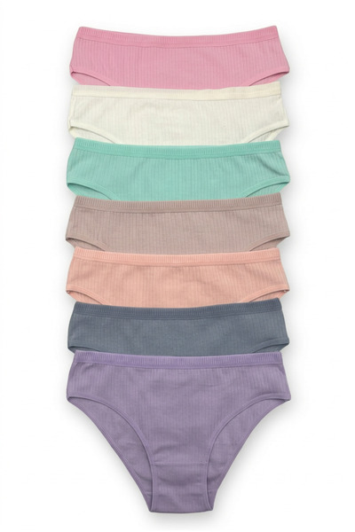 Nicoletta سراويل داخلية نسائية 7 قطع قماش قابل للتمدد قطن قطع حياكة مضلعة ريب...