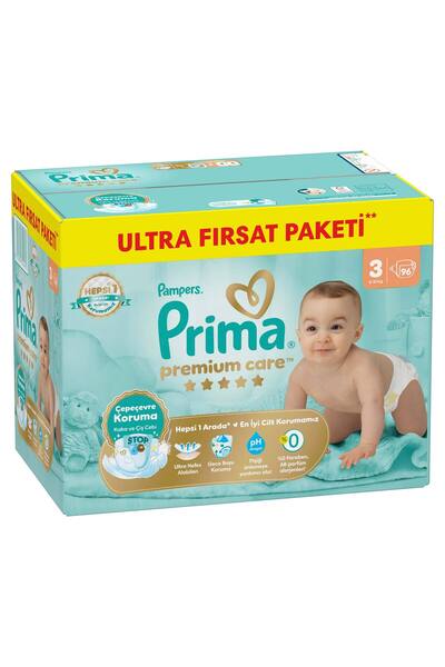 Prima Bebek Bezi Premium Care 3 Numara 96 Adet  Ultra Fırsat Paketi