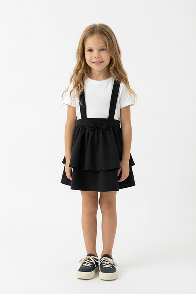 TRENDYOLKIDS Crna haljina za devojčice, kratka / mini Ravno tkanje TKDSS26EL0...