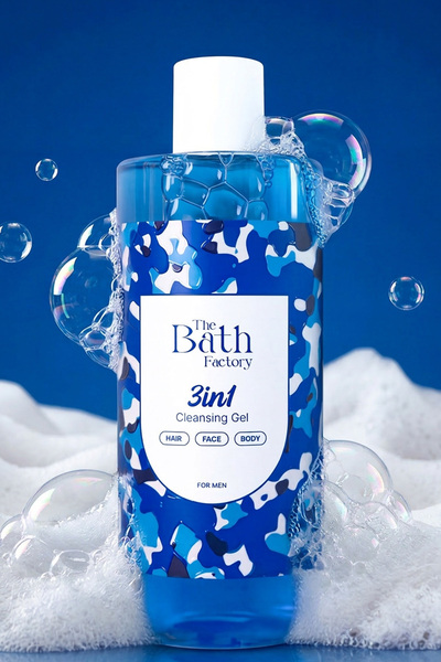 THE BATH FACTORY 3 in 1 Erkeklere Özel Saç Yüz Vücut Temizleme Jeli 400 ml