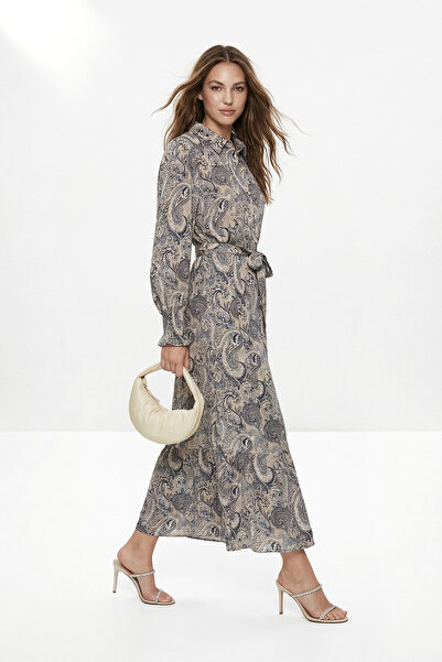 Trendyol Collection Blue Shawl Pattern Woven Dress & Jumpsuit Hijab Dress Tct...