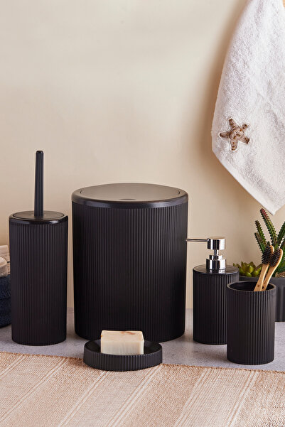 Perotti Faggiano Black 5 Parça Kırılmaz PP Banyo Seti – 6.5 Litre Kovalı