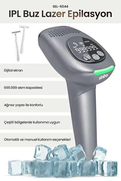 Sinbo SEL-6044 IPL Buz Lazer Epilasyon 999.999 Atım Otomatik/Manuel Dijital E...