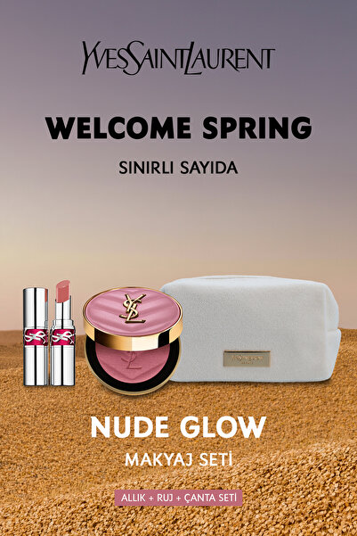 Yves Saint Laurent Nude Glow Çanta Hediyeli Makyaj Seti - Make Me Blush Allık...