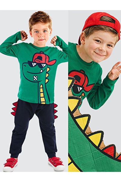 Denokids Dino Sa deznom Zimski set za dečake - T-shirt sa naočarima i pantalo...