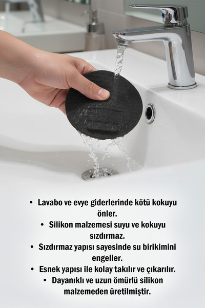 omilife Siyah Evye Kapağı Lavabo Kötü Koku Giderici Önleyici Silikon Mat Sızdırmaz Lavabo Tıkacı Lavabo Tıpa