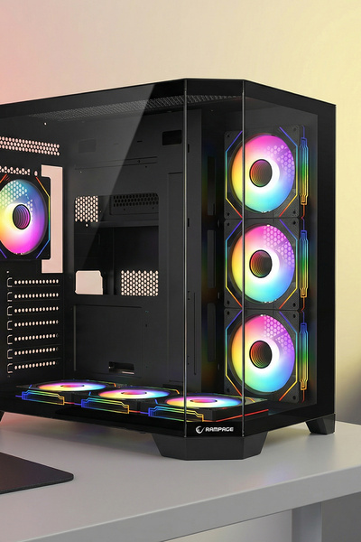 Rampage MEGA V1 850W 80 Plus Bronze 3 Taraf Temp. Camlı 7x12cm ARGB Fan+Kuman...