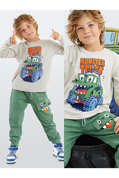 Denokids Set de tricou și pantaloni Truck Monster pentru băieți - Buzunar Det...
