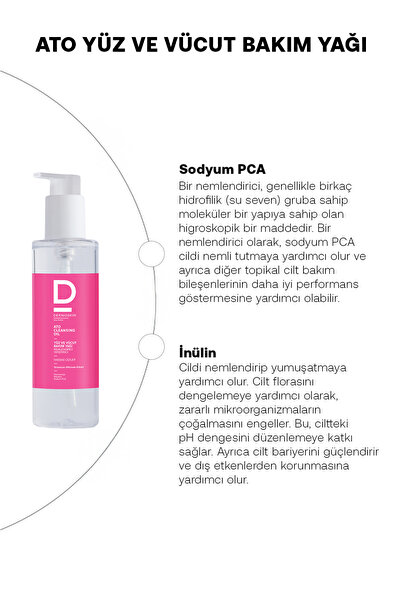 Dermoskin ATO Yüz ve Vücut Bakım Yağı | Nemlendirici Yüz Temizleyicileri | Yağ Bazlı Temizleyici | 200 ml