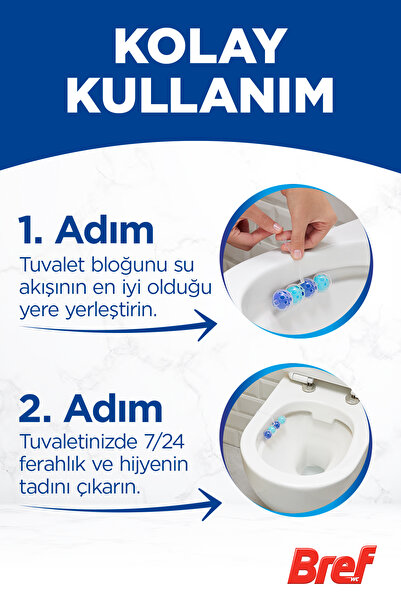 Bref Power Aktiv Okyanus Kokulu Tuvalet Bloğu 10 Adet İkili Paket + Çöp Poşeti Hediyeli