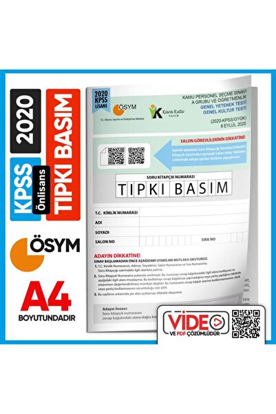 İnformal Yayınları 2020 KPSS Önlisans GY-GK ÖSYM Tıpkı Basım Çıkmış Soru Dene...