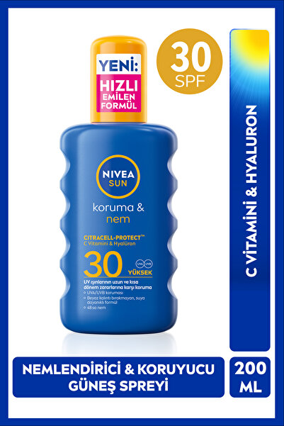 NIVEA SUN SPF30 Güneş Koruyucu ve Nemlendirici Vücut Spreyi 200ml, Suya Dayan...