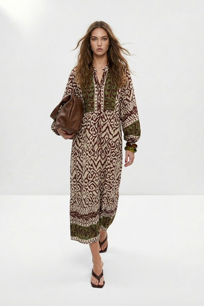 Trendyol Modest Ανοιχτό καφέ Χωρίς φόδρα Ethnic Υφαντό Φόρεμα & Ολόσωμη φόρμα...