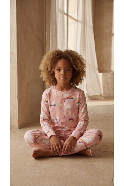 Katia&Bony Κοριτσίστικο σετ πιτζάμες με σχέδιο μονόκερου σε ροζ χρώμα