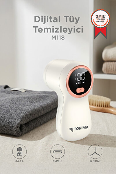 Torima Dijital Ekranlı M118 Exstra Bıçaklı Şarjlı Tüy Temizleme ve Tiftik Tem...