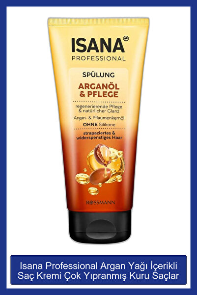 Isana Professional Saç Kremi Çok Yıpranmış Kuru Saçlar- Argan Yağı Içerikli 2...