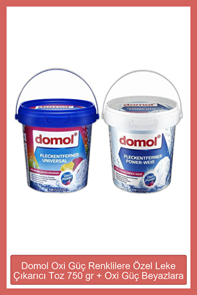 DOMOL Oxi Güç Renklilere Özel Leke Çıkarıcı Toz 750 gr + Oxi Güç Beyazlara Öz...