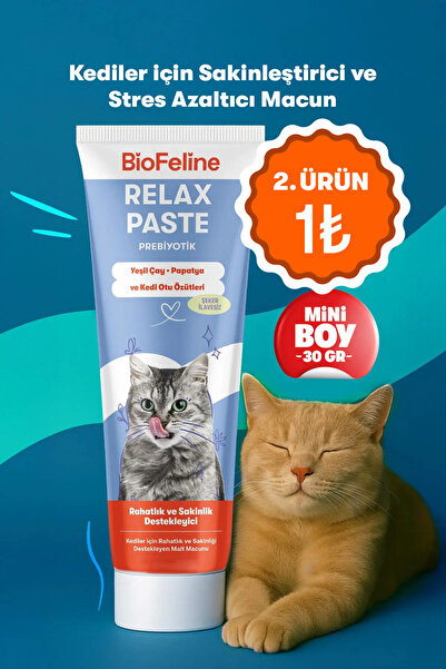 BioFeline Stres ve Huzursuzluk Azaltıcı Kediler İçin Malt Macunu, Doğal Sakin...