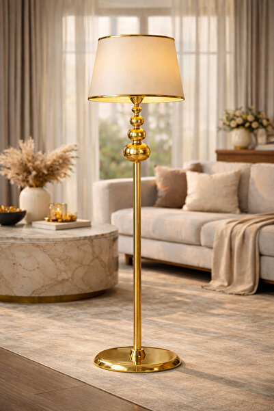 Vinner Vega Gold Kaplama 3 Küreli Metal Lambader 165 cm – Modern Dekoratif Sa...