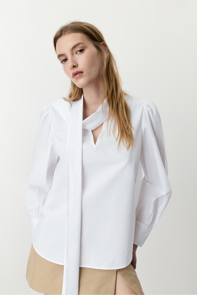 LEFTIES Dámská popelínová košile s mašlí