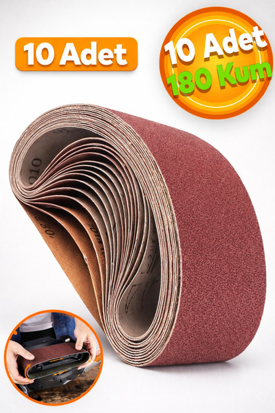 Badem10 Sonsuz Bant 180 Kum Tank Palet Zımpara Kağıdı 75 x 533 mm (10 ADET)