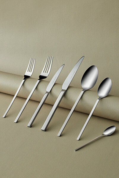 Karaca طقم سكاكين شوكة وملعقة من إليجانس نيل بلاتينيوم مكون من 84 قطعة لـ 12 ...