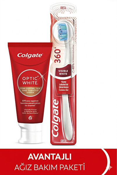 Colgate Optic White Kahve,Çay ve Tütün için Beyazlatıcı Diş Macunu 50 ml+Orta...