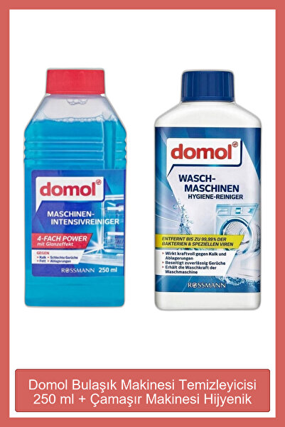 DOMOL Bulaşık Makinesi Temizleyicisi 250 ml + Çamaşır Makinesi Hijyenik Temiz...