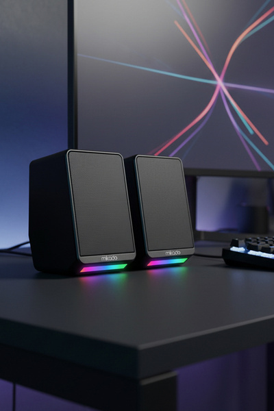 Mikado Hoparlör Speaker Usb 1+1 3W*2 Rgb Aydınlatmalı MD-178 Siyah