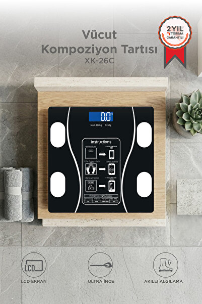 Torima Bluetooth Akıllı Tartı Dijital Baskül Yağ Kas Vücut Kitle İndeksi XK-2...