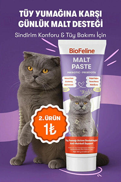 BioFeline Tüy Yumağı ve Sindirim Problemleri Azaltıcı Kediler İçin Malt Macun...