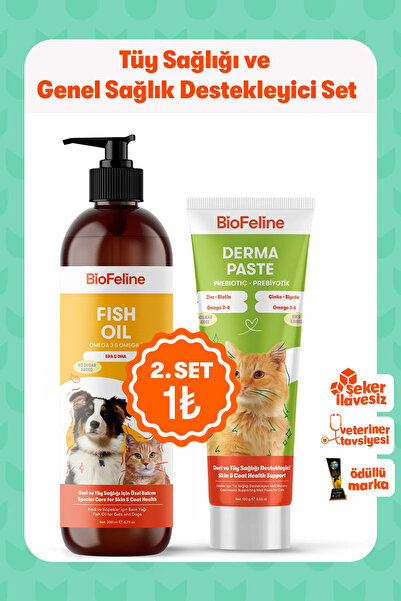BioFeline Mevsimsel Tüy Dökülmesi Azaltıcı Kediler İçin Derma Malt ve Balık Y...