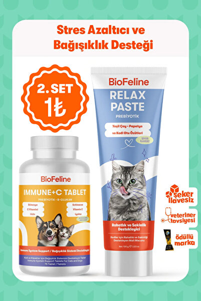 BioFeline Stres ve Bağışıklık Zayıflığı Azaltıcı Kediler İçin Relax Macun + I...