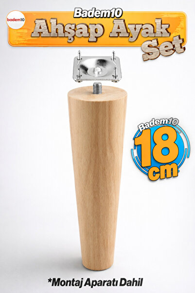 Badem10 Ahşap 18 cm Ahşap Ayak Bağlantı Aparatlı Mobilya Koltuk Kanepe Sehpa ...