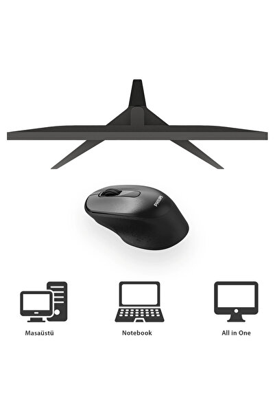 Philips SPK7448 Kablosuz 1600DPI 3 Tuşlu Optik Mouse Siyah (Philips Türkiye Garantili)