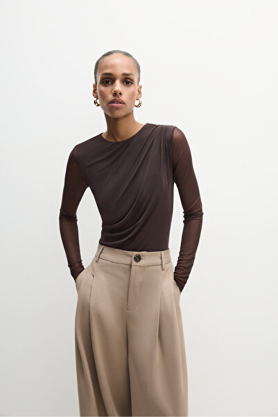 LEFTIES Body cu mânecă lungă drapat pentru femeie