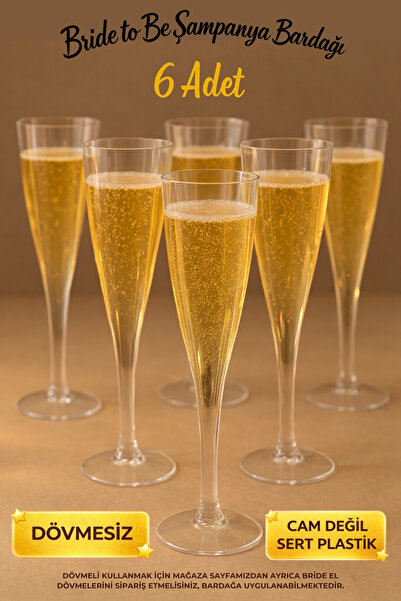 Huzur Party Store Bride To Be Partisi Kadeh Şampanya Bardağı 6'lı Bekarlığa V...