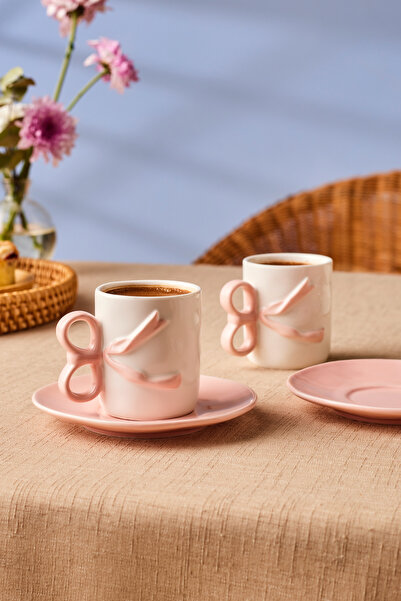 Karaca Ribbon 2 Kişilik Kahve Fincanı 110 ml Pembe
