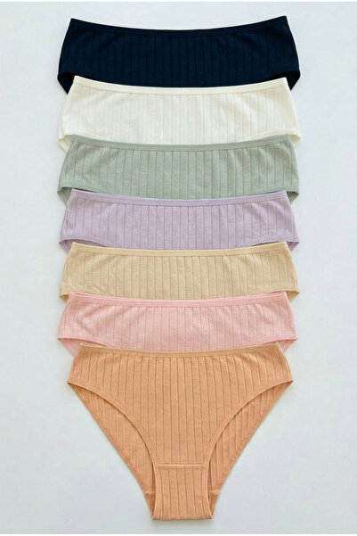 Nicoletta Women's Panties 7-Pack Stretch Fabric Cotton Pcs Ribbed Knit Rib Kn...