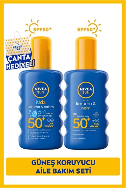 NIVEA SUN SPF50 Çocuklar İçin Hassas Güneş Koruyucu 200ml ve Nemlendirici Gün...