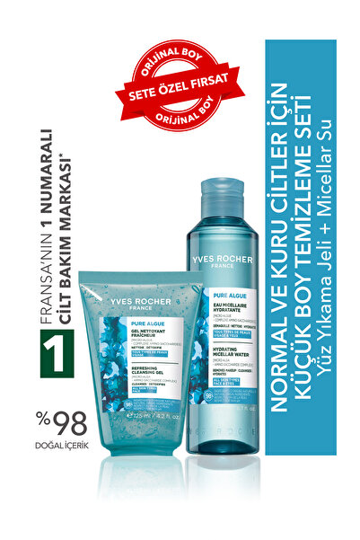 Yves Rocher Normal ve Kuru Ciltler İçin Nemlendirici Temizleme Seti- Pure Algue