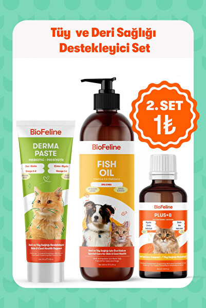 BioFeline Yoğun Tüy Dökülmesi Azaltıcı Kediler İçin Parlaklık Destek Seti, Ba...